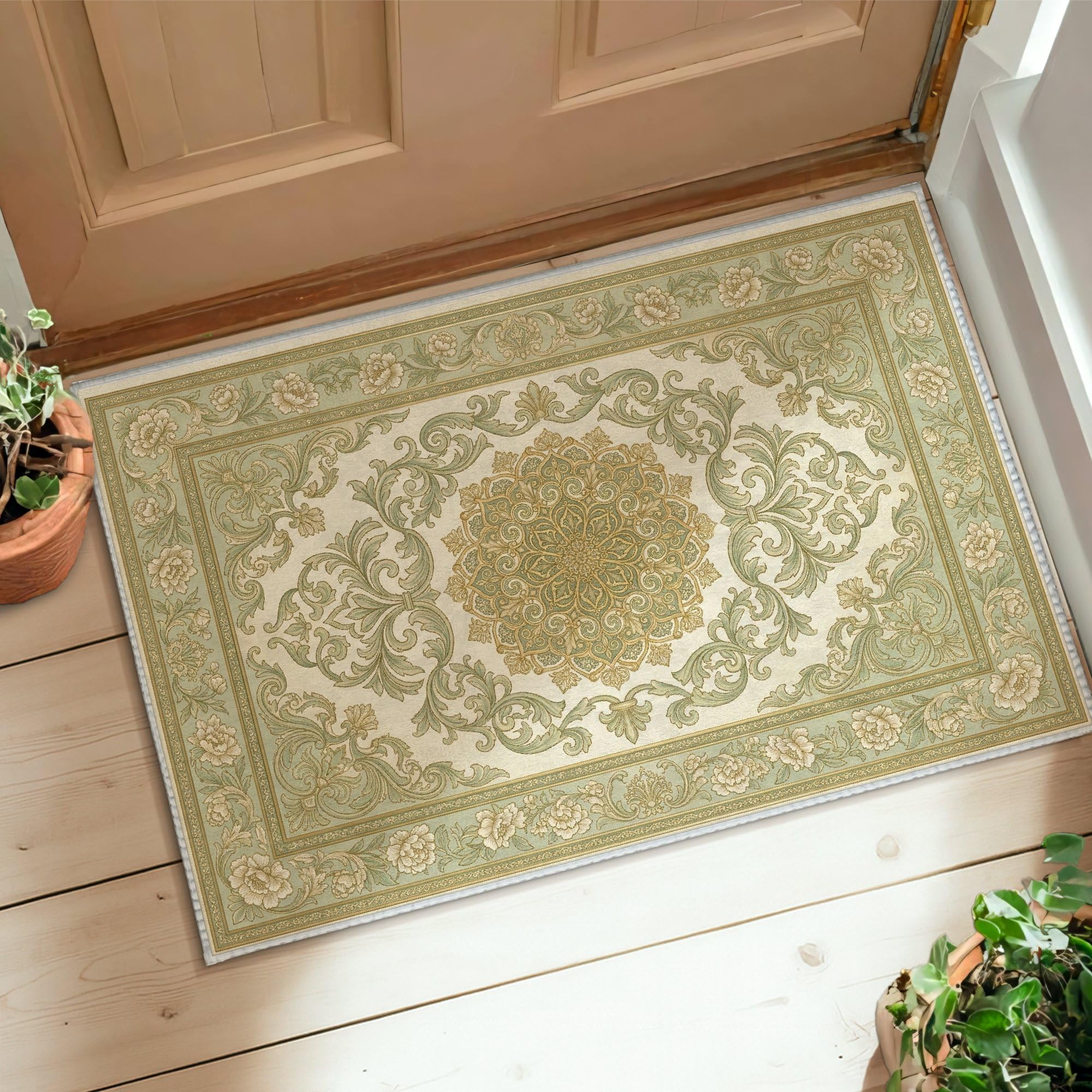 Tapis mandala imprimé anti-salissure et lavable pour cuisine et buanderie