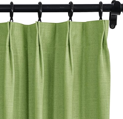 Miniatura 24 de Fcosie Cortinas plisadas de lino 100 % opacas para puerta corrediza de patio, cortina con aislamiento térmico para barra transversal y riel, 1 Azul