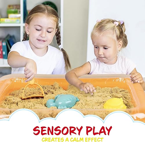 Miniatura 6 de Sensory Sand Tamaño a granel de 8 libras, multicolor con azul, naranja, verde y amarillo, arena de juego sensorial en contenedor