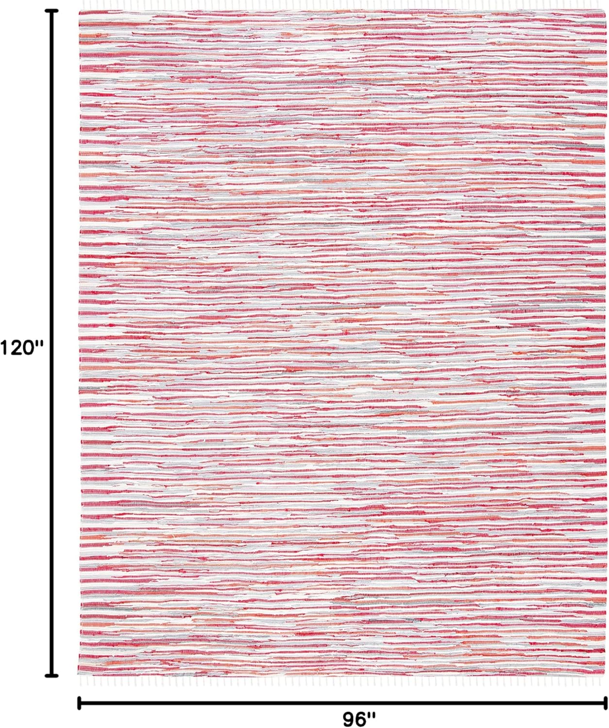 SAFAVIEH Area Rug 8x10 - Rag Collection - Large - Red & Multi, Handmade Cotton, Boho Stripe Pattern, Ideal for Living Room, Bedroom, Office, Dining Space (RAR129R)