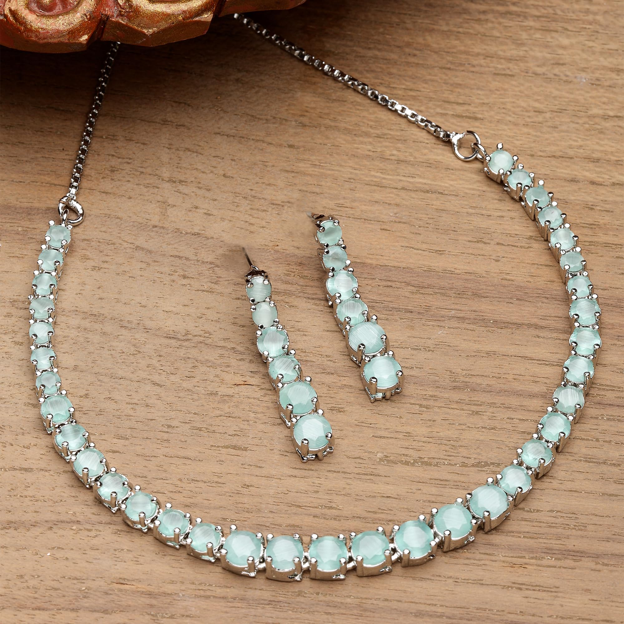 Circle Necklace Set AD Studded Rose Plated Handcrafted Set
