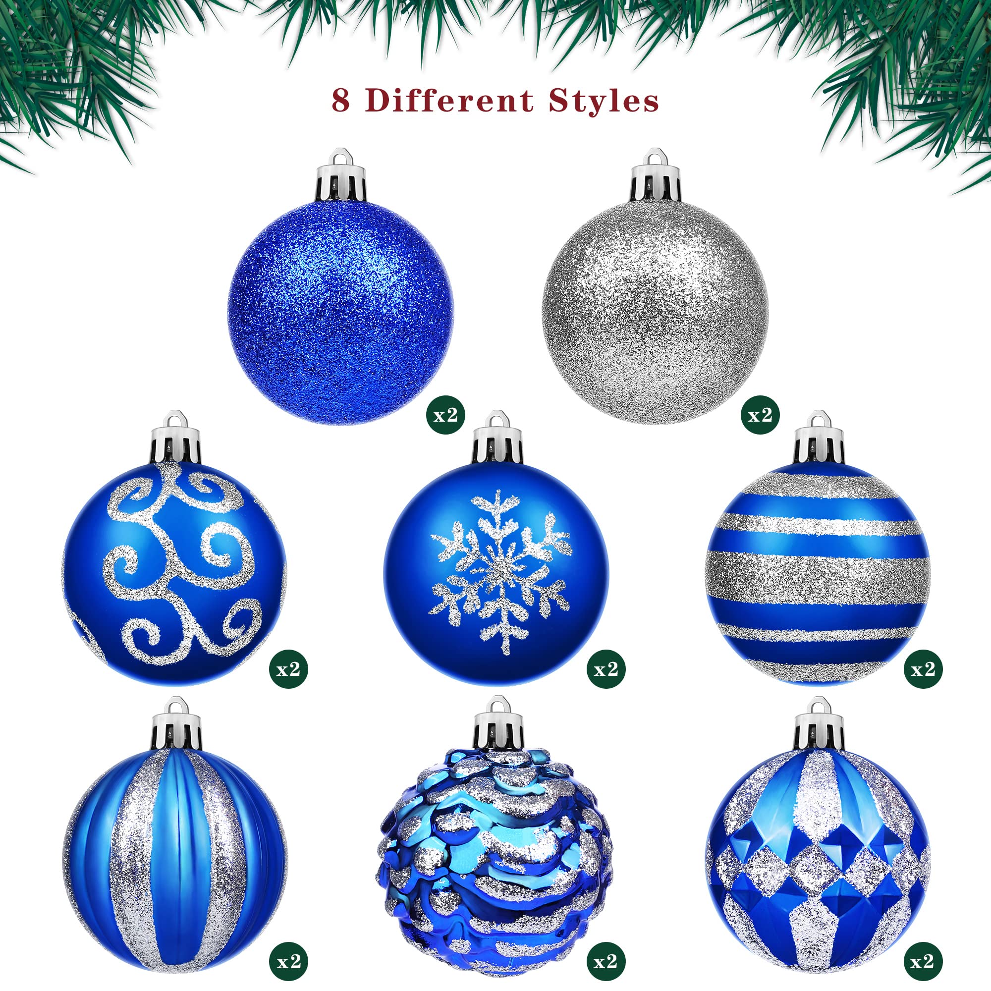 Amazon.co.jp: ADXCO クリスマスボールオーナメント 16個 3.15インチ