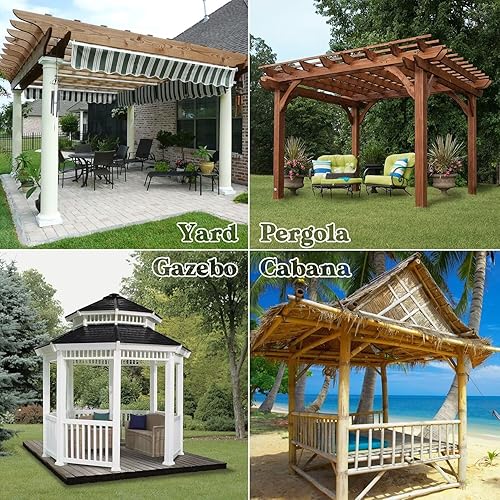 Miniatura 7 de DEARTOWN Cortinas traslúcidas impermeables para exteriores, 2 paneles con bolsillo para barra, para interiores y exteriores, cortina transparente de