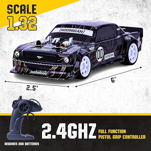 Miniatura 3 de Flybar Hoonigan, Mustang - Auto a control remoto para niños - Coche RC, autos de carreras, 3.7V, 2.4 GHz, diseño de réplica detallada, batería