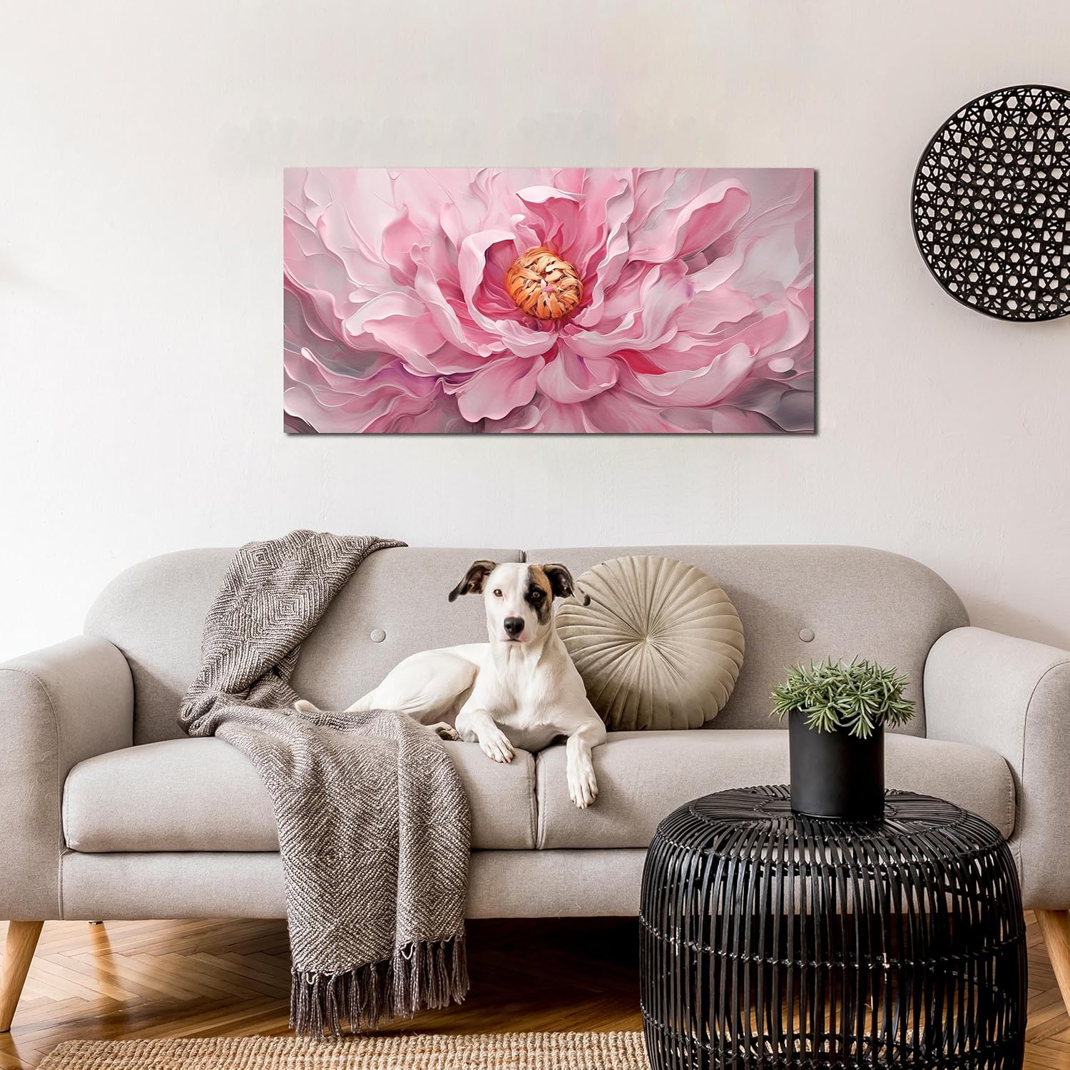 Prepeyssee Floral Wall Art for Living Room Pink Wall Art Large Botanical Artwork for Bedroom Office Teen Girl Room Decor Canvas Prints 20x40 Inch