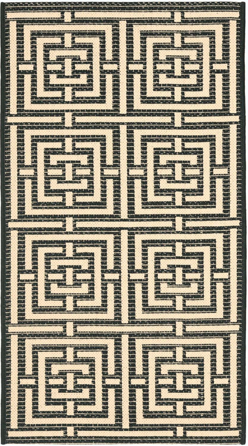 SAFAVIEH Courtyard Collection 2' x 3'7" Black/Bone CY6937 Indoor/ Outdoor Waterproof Easy-Cleaning Patio Backyard Mudroom Accent-Rug