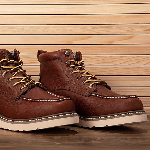 Miniatura 4 de ROCKROOSTER Walker Botas de trabajo impermeables para hombres, botas cómodas de punta suave de 6 pulgadas, botas de suela de cuña Vibram mejoradas,