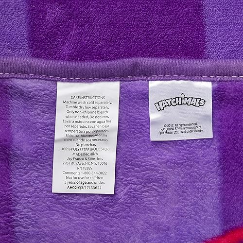 Miniatura 3 de Hatchimals - Manta de felpa para niños y niñas, 46 x 60 pulgadas, rosa y morado, 46 x 60 pulgadas
