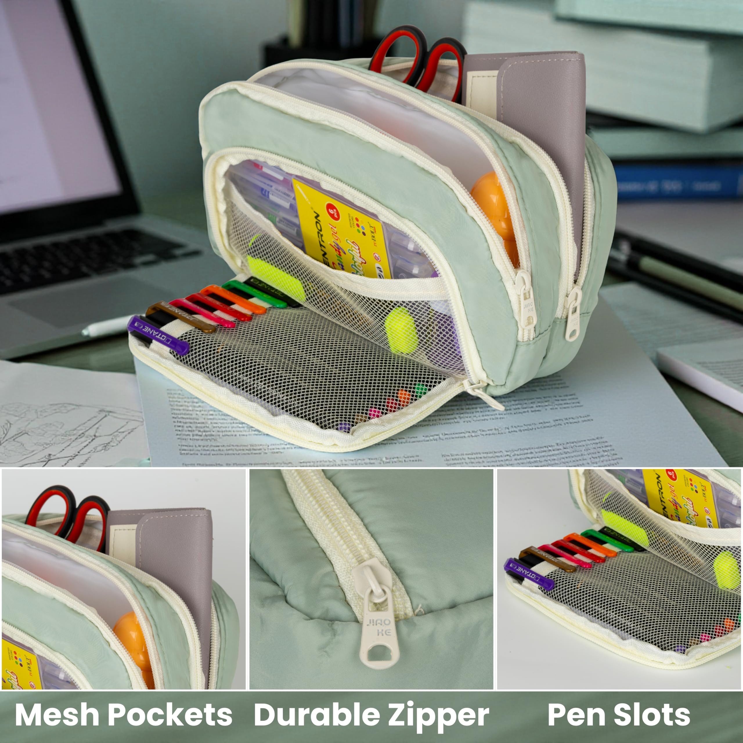 Vizaro Pencil Pouch, 6 Layer with 3 Compartment Canvas for Girls & Boys 2
