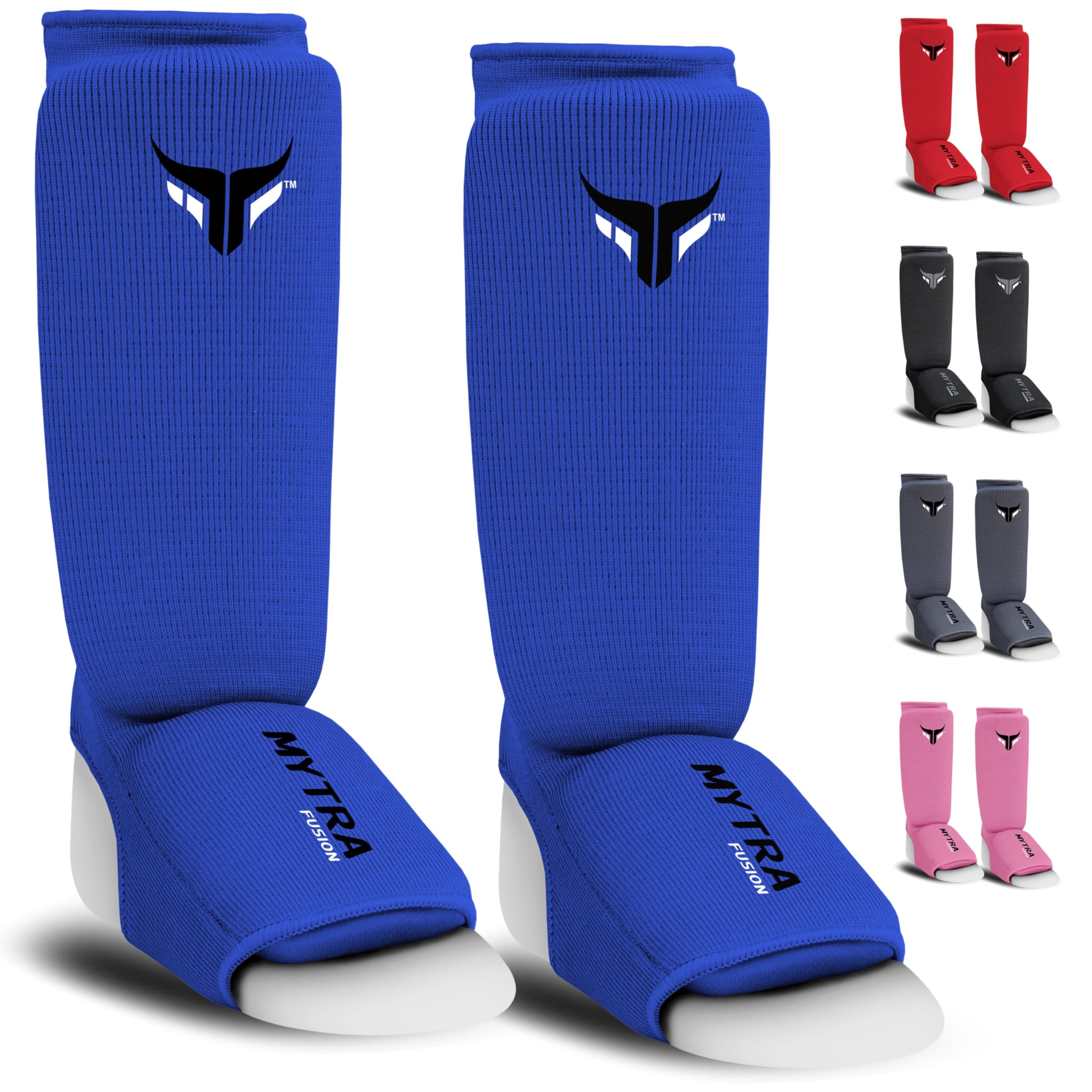 Mytra Fusion Kids Shin Instep Shin Pad Protector for Kickboxing Training Pads (Blue, XX-Small)