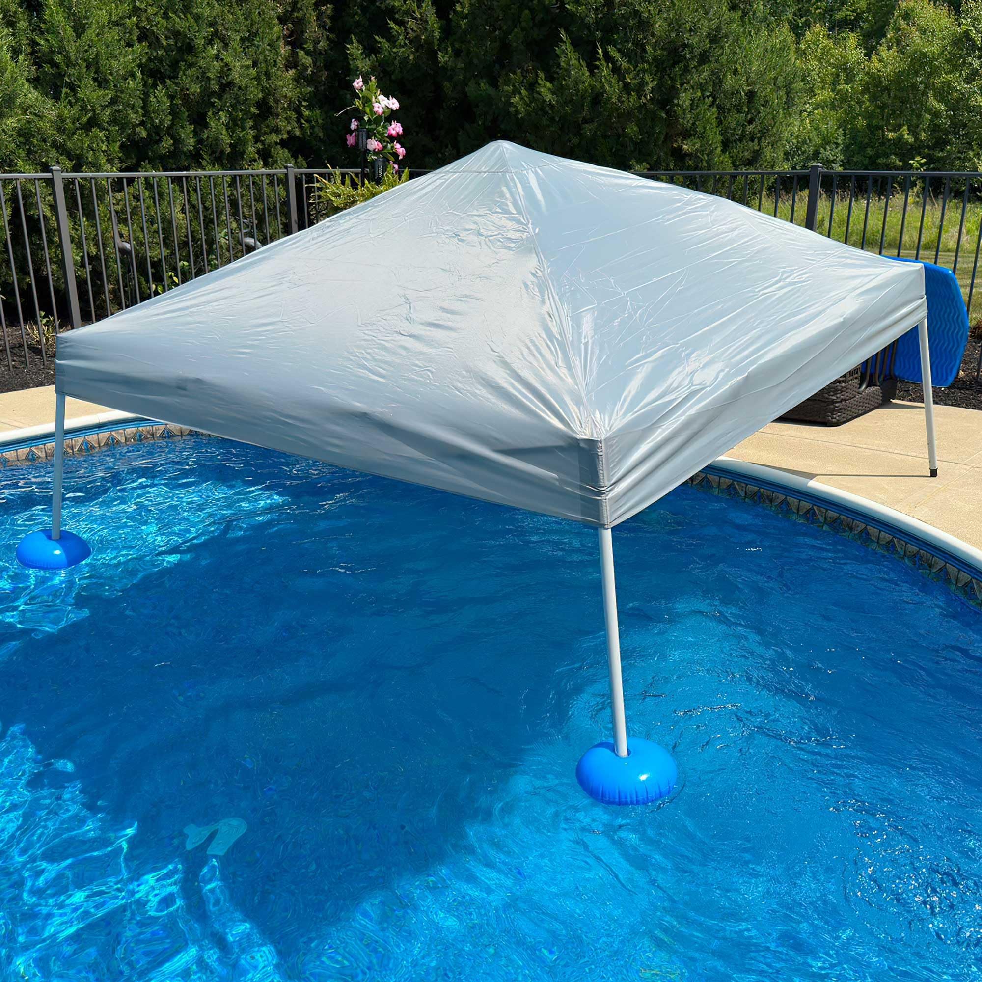 Sunjoy 10 x 10 ft. Floating Pool Canopy Aluminum Frame Pop Up Gazebo