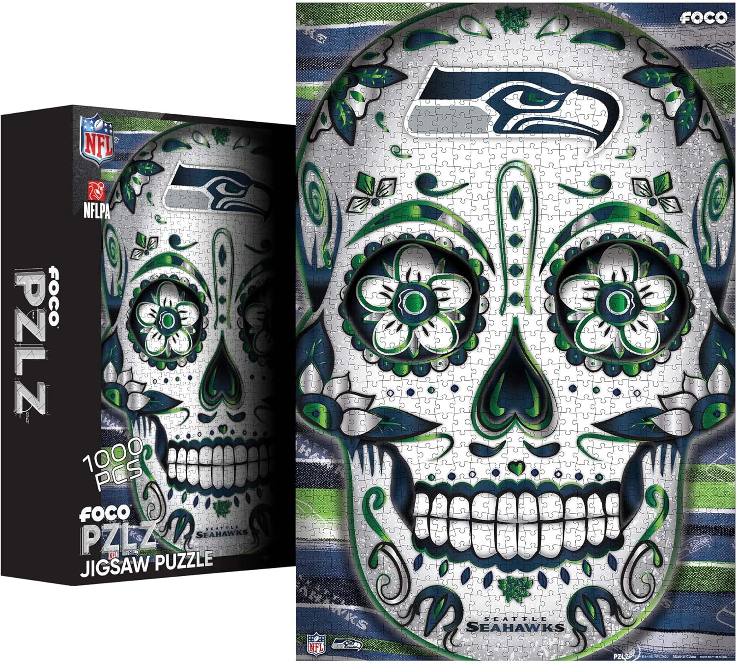foco NFL Unisex-Adult 1000 Piece Sugar Skull Jigsaw Puzzle PZLZ Set