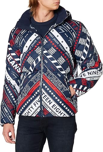 Tommy jeans all over logo down jacket Clearance