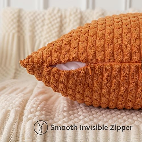 Miniatura 3 de UGASA - Funda de almohada decorativa de pana suave para otoño, 24 x 24 pulgadas, estilo bohemio, a rayas, decoración moderna para el hogar, sofá,