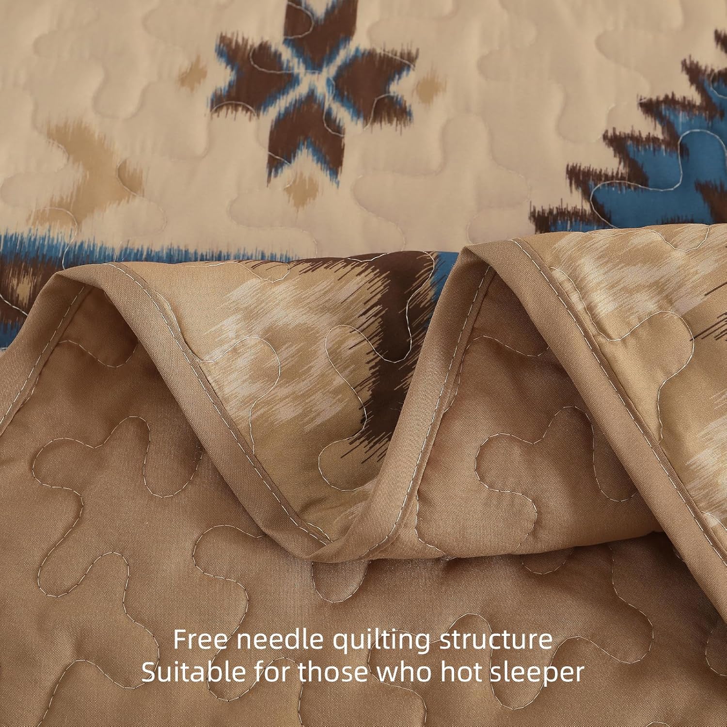 Dintszyayue Brown Boho Quilt Set Queen，3 Pieces Aztec Texture Bedspread Southwestern Coverlet Set Soft Lightweight Bed Cover for All Season Microfiber Bedding with 2 Pillowcases(Brown,96"x90") - Image 6