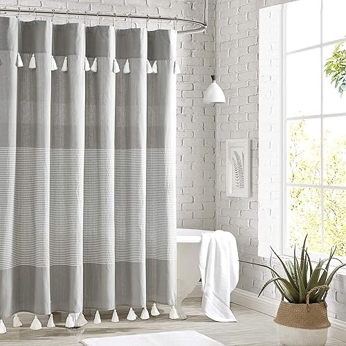 Miniatura 6 de Panama Stripe Cortina de ducha 100% tela de algodón para baño, de 72 x 72 pulgadas 182.88 x 182.88 cm.