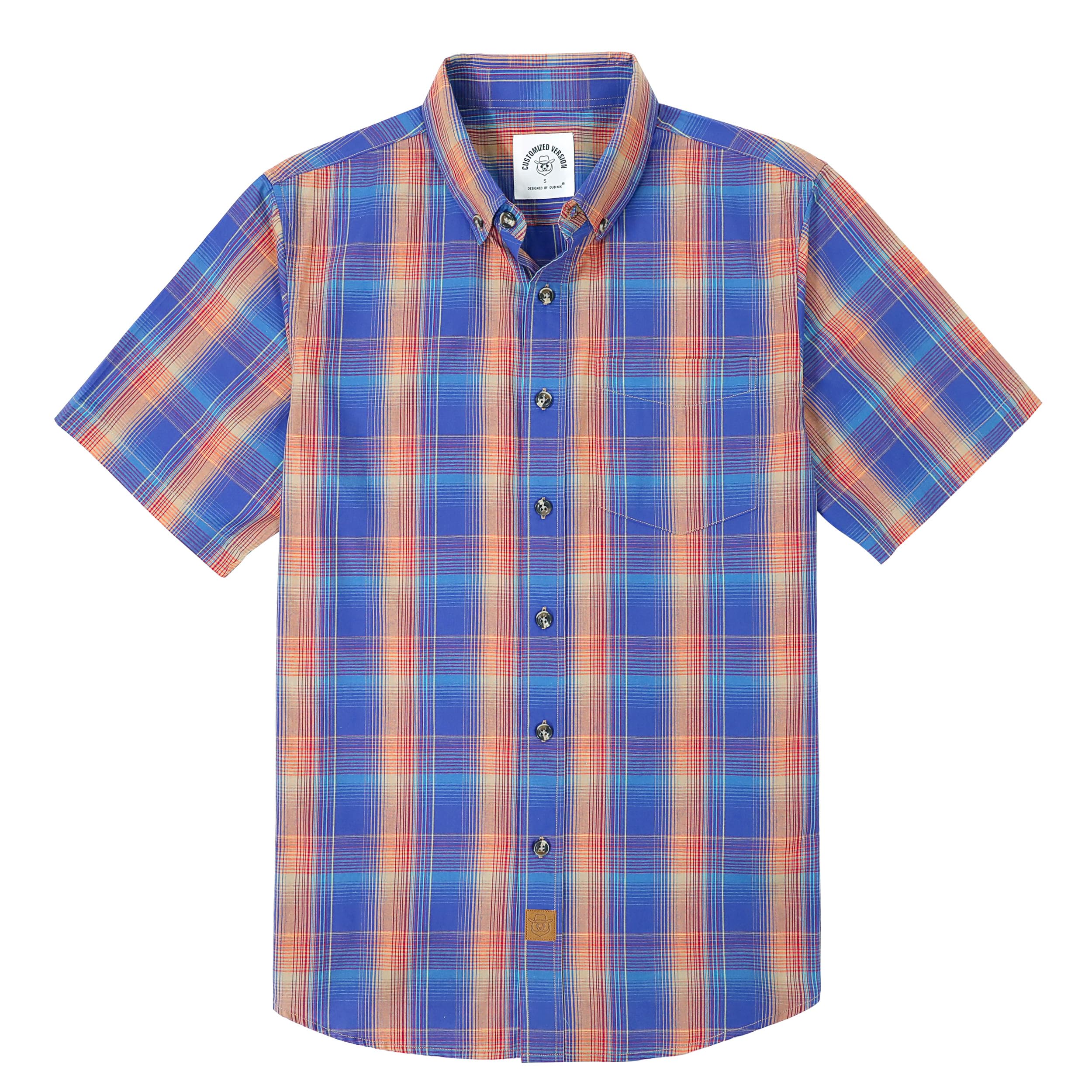 Dubinik® Mens Short Sleeve Button Down Shirts Soft Breathable Summer Vintage Regular Fit Lightweight Men's Casual Shirt