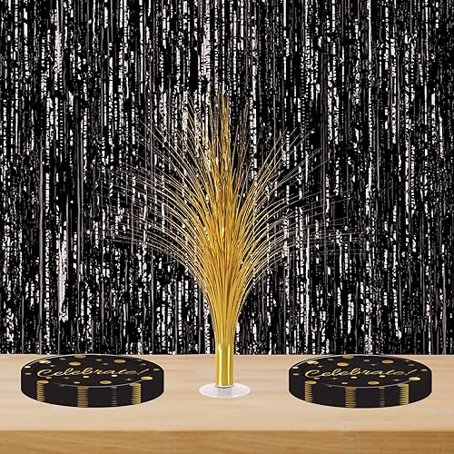 Miniatura 6 de Beistle Paquete de 2 centros de mesa metálicos en aerosol, decoración dorada brillante para Año Nuevo, noche de premios y fiestas de cumpleaños,