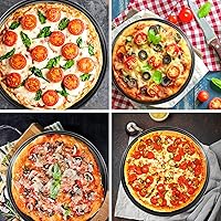 Vista 7 de Sartén de acero para pizza para horno, sartén para pizza con agujeros de 12 pulgadas, bandeja redonda antiadherente para hornear pizza, bandeja