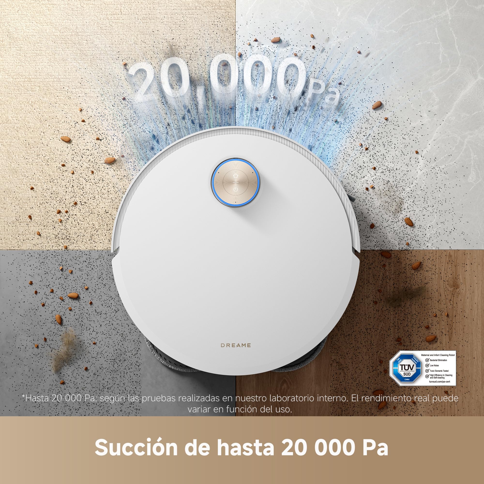 DREAME X50 Ultra Robot Aspirador y Fregasuelos, 20000Pa Succión, Obstáculos hasta 6cm, Radar Elevado, App, Blanco