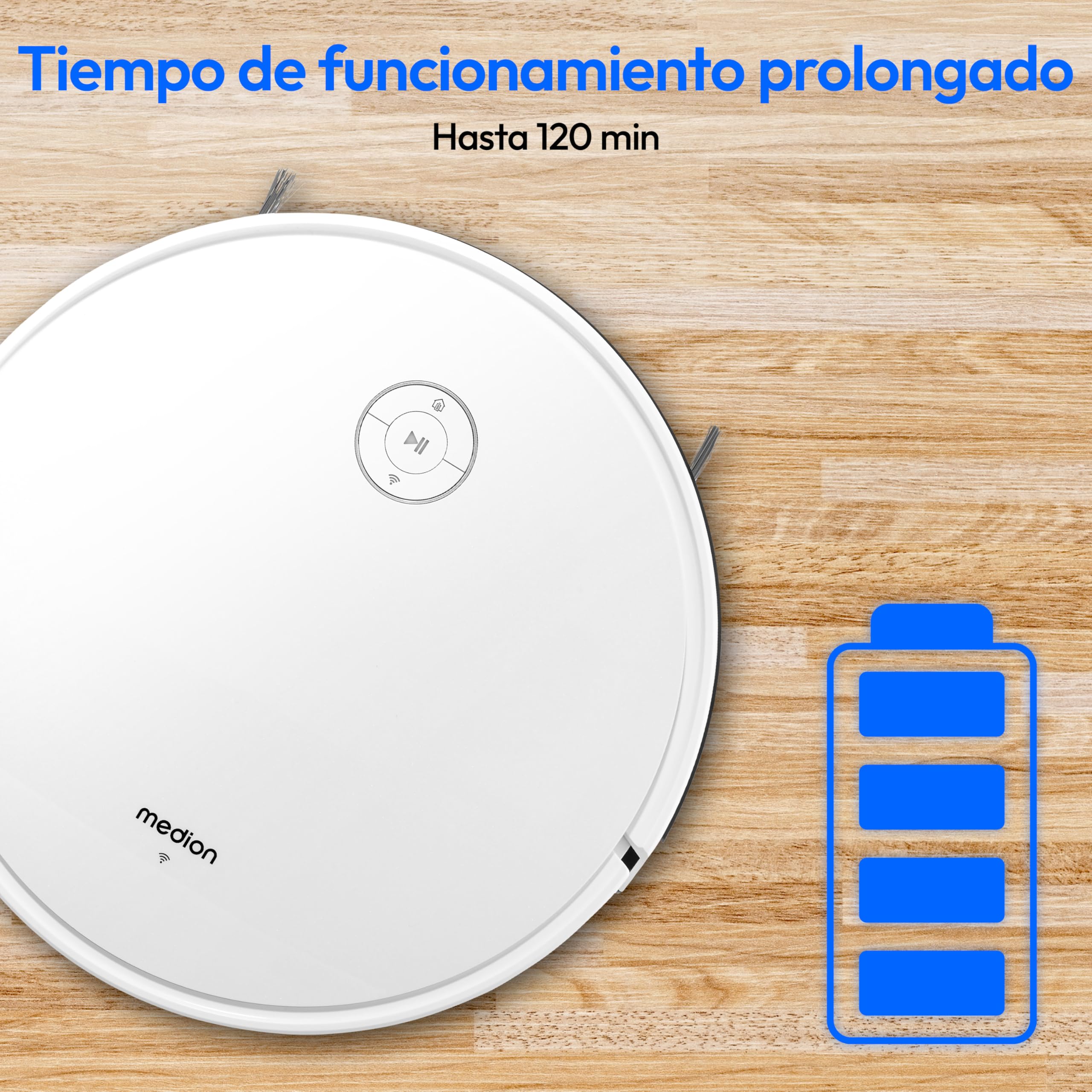 MEDION Robot Aspirador con navegación Inteligente S35 (App y Control por Voz, 4000 Pa de Potencia de aspiración, navegación giroscópica en líneas S sistemáticas, detección de alfombras