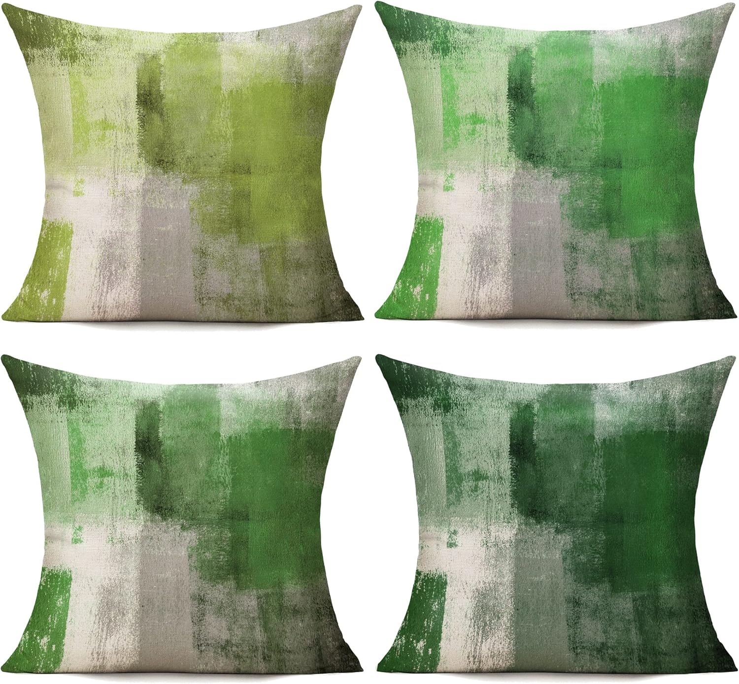 VAKADO Green Outdoor Throw Pillow Covers 18x18 Set of 4 Abstract Decorative Cushion Cases Home Decor for Couch Patio Sofa Bed Bedding Living Room