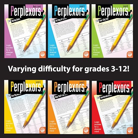 MindWare Perplexors Level D Advanced Logic Puzzle Book for Kids and Adults, Grades 7 and Up