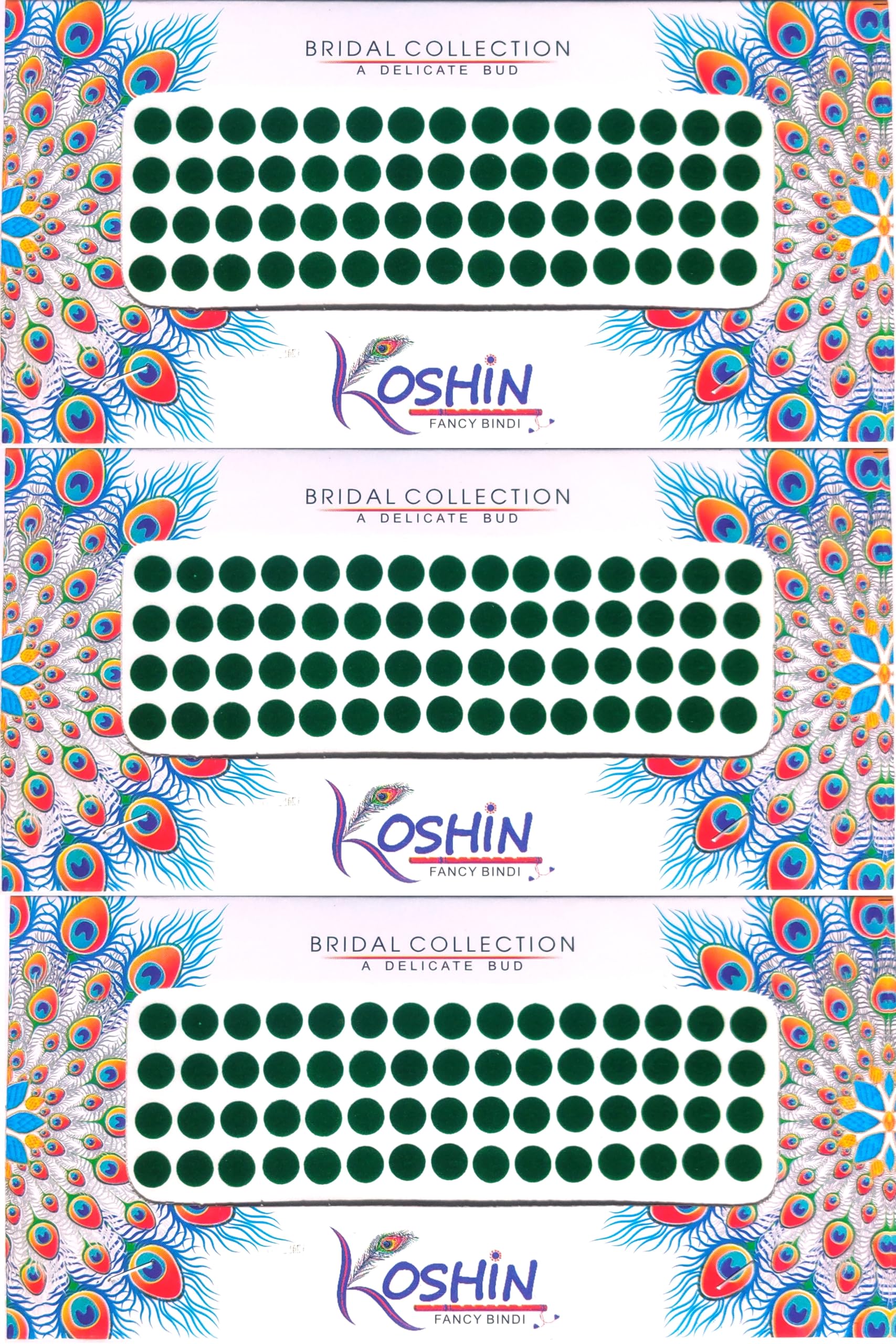 KOSHIN Dark Green Round Shape Diameter 8mm Forehead Bindi For Women Girl Ladies - Lightweight Velvet Fabric | Plain KumKum Bindi | Self Adhesive | Dot | Tikli | Pottu | Combo Pack 3-picture-19