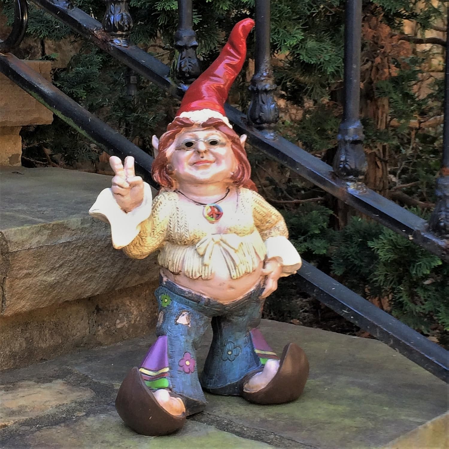 The 60's Janice Chick Flower Child Hippie Gnome Home & Garden Gnome Statue 14" H