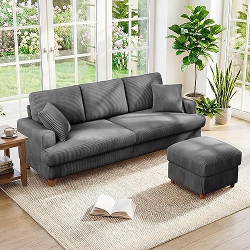 Miniatura 31 de Kidirect Sofá de Pana de 70 Pulgadas, Sofá Montaje Sin Herramientas, Sofás Cómodos para Sala de Estar Asientos Más Profundos de 21 Pulgadas, Sofás