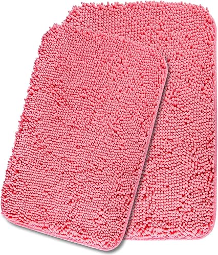 Miniatura 132 de Yeaban Alfombras de baño gris oscuro – Gruesas alfombras de baño de chenilla | Alfombras de baño absorbentes y lavables antideslizantes, alfombras