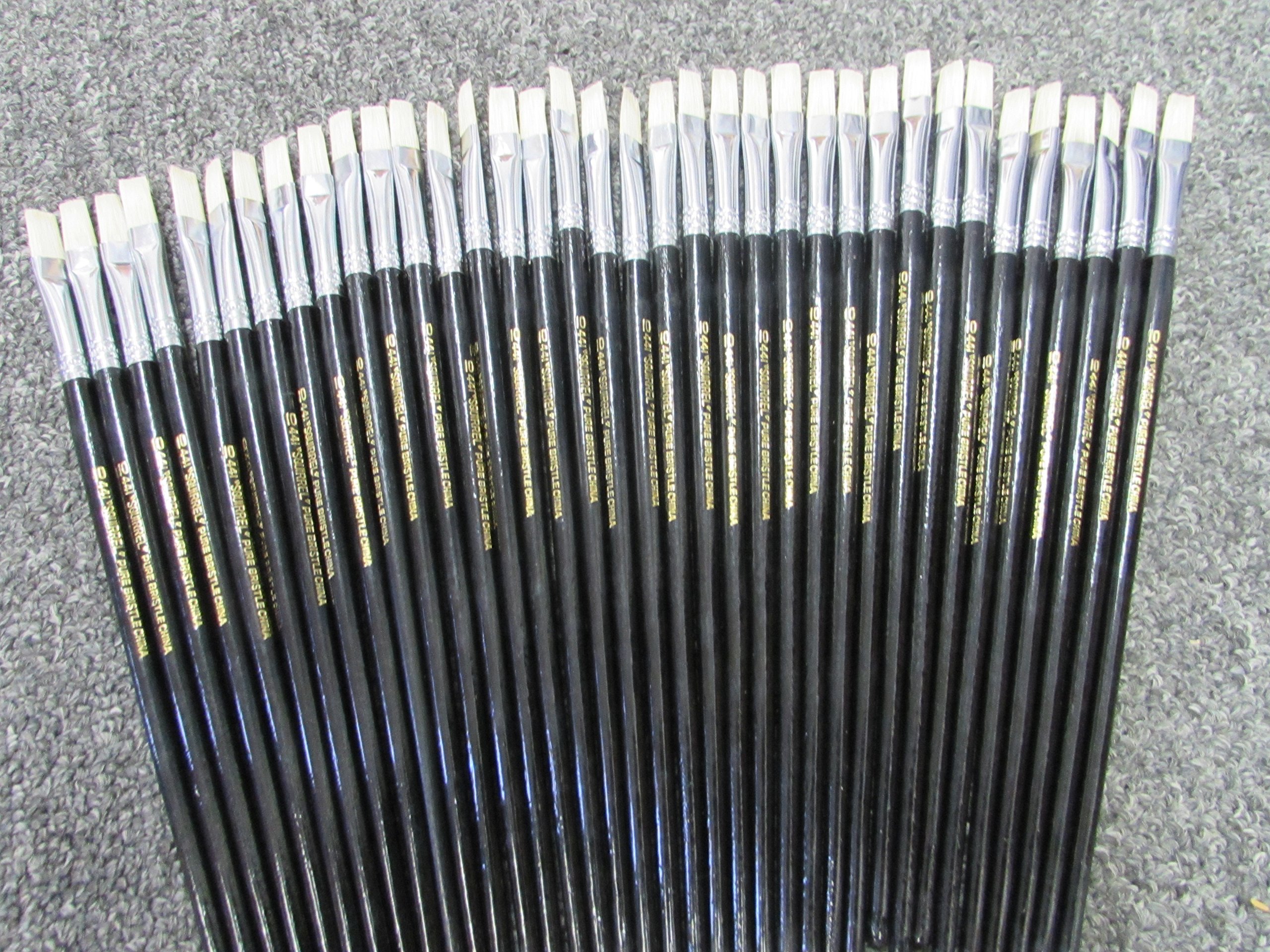 36-Artist Quality Brush Set White Bristle Hair Flat Oil/Acrylic # 10