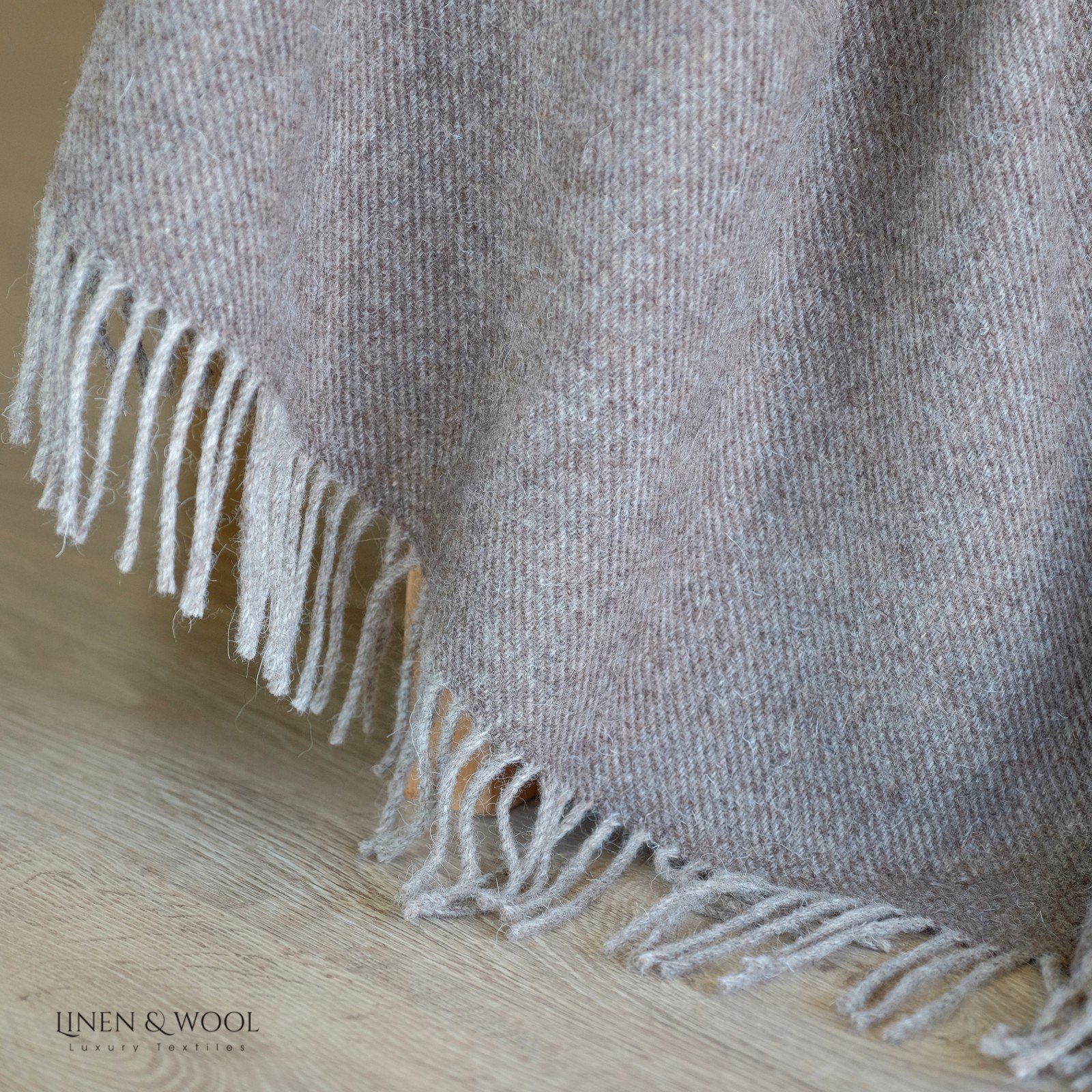 Linen & Cotton Manta Plaid para Sofá/Cama Columbus, 100% Lana Nueva Zelanda - 140 x 200cm (Marron)