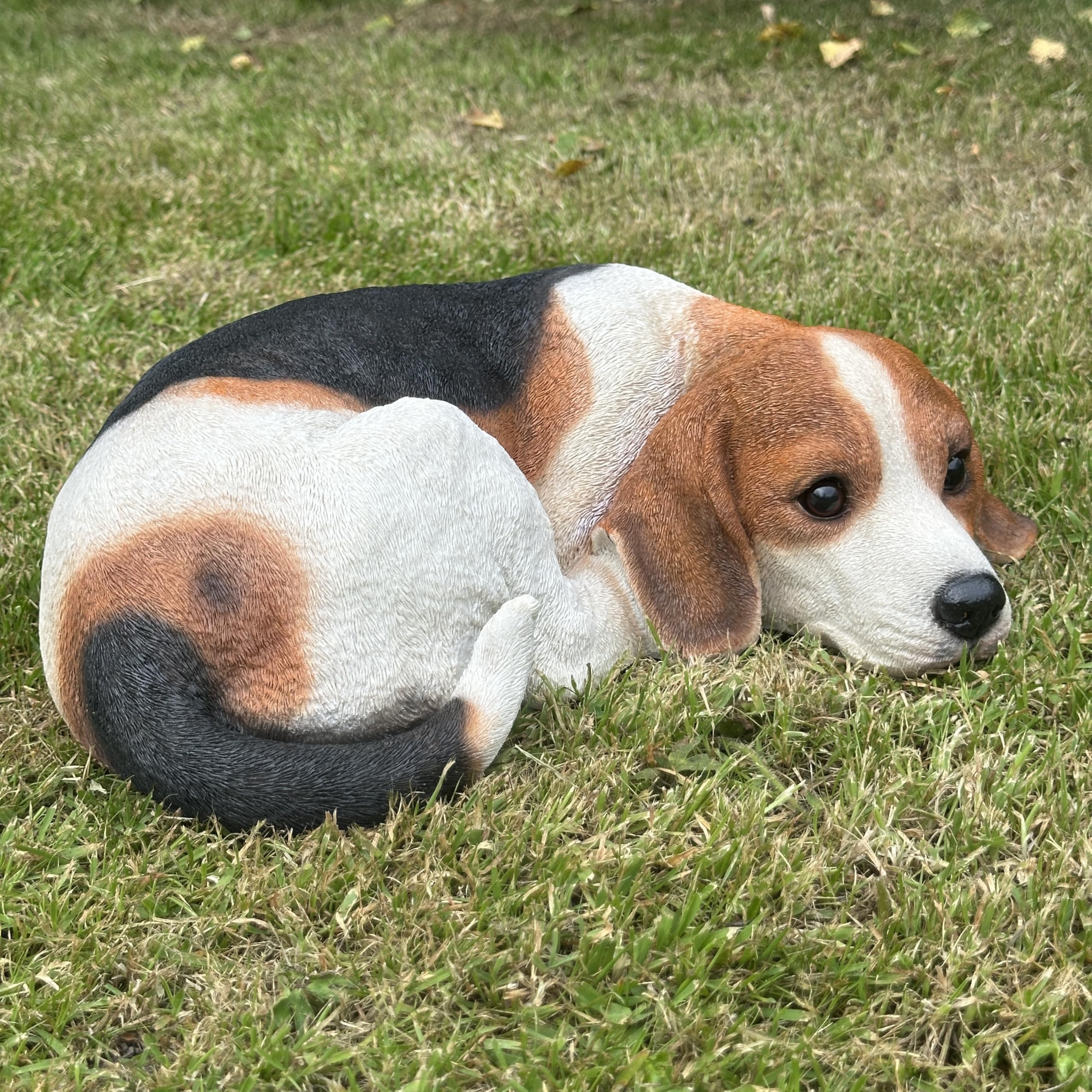 Animal Crackers Beagle Large Super Realistic Laying Dog Figurine Home Or Garden Decoration, Pet Loss Gift, Memorial Or Grave Marker (Beagle)