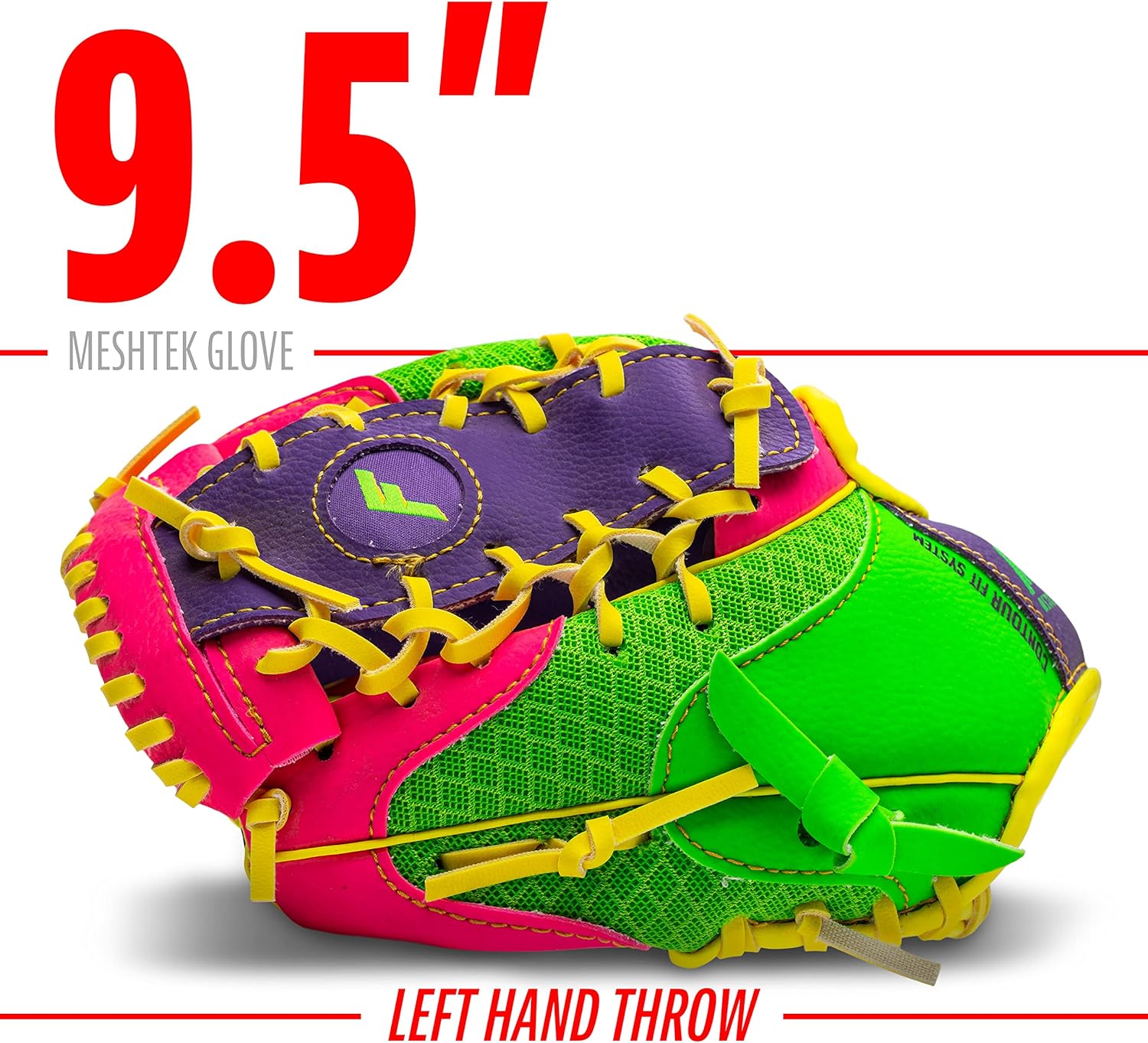 Franklin Sports Kids Baseball Glove + Foam Ball Sets - Meshtek Youth Teeball Gloves for Kids + Toddlers - Left + Right Hand Throw - 9.5" Inch
