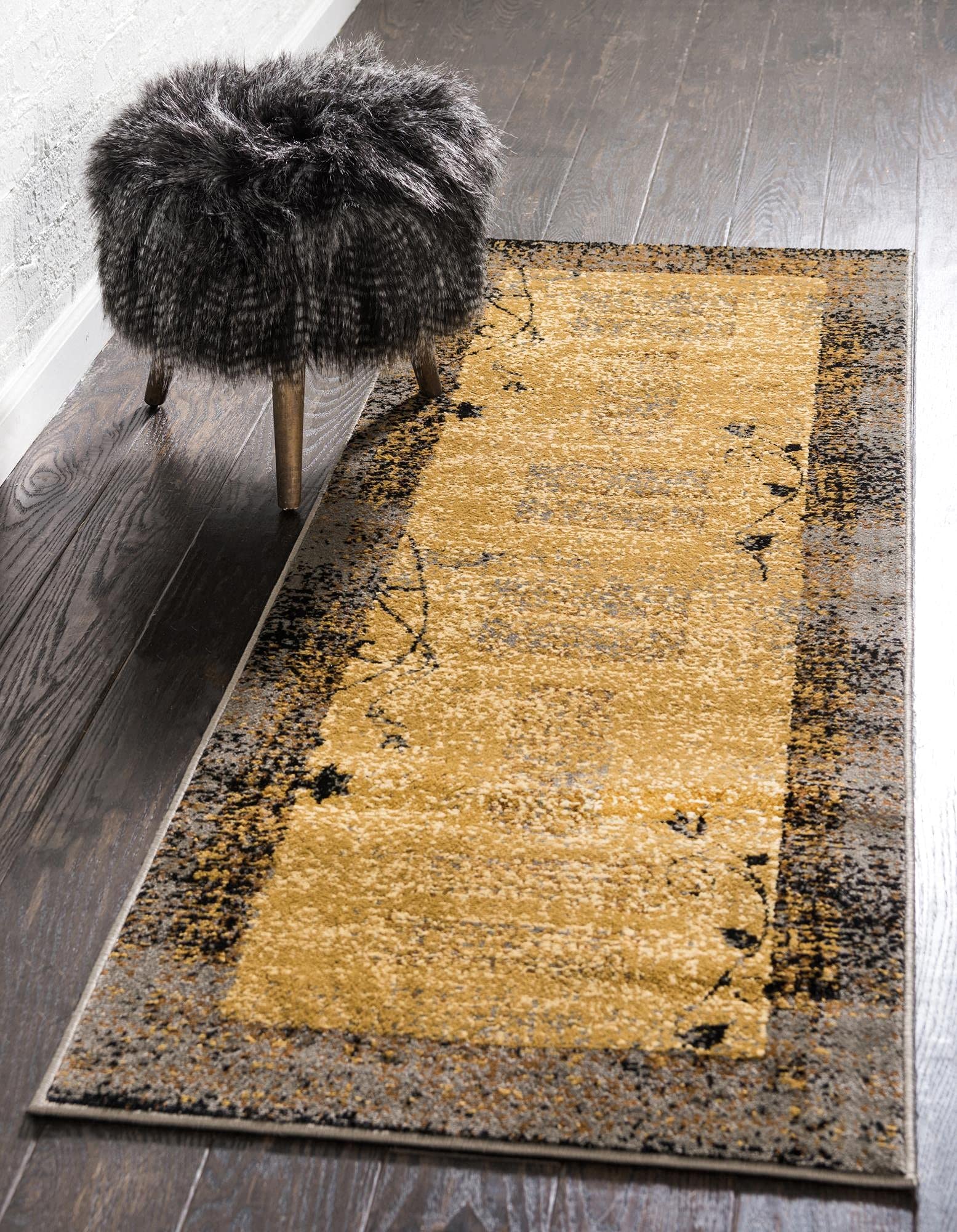 Rugs.com Cafe Collection Rug – 10 Ft Runner Beige Medium Rug Perfect for Hallways, Entryways