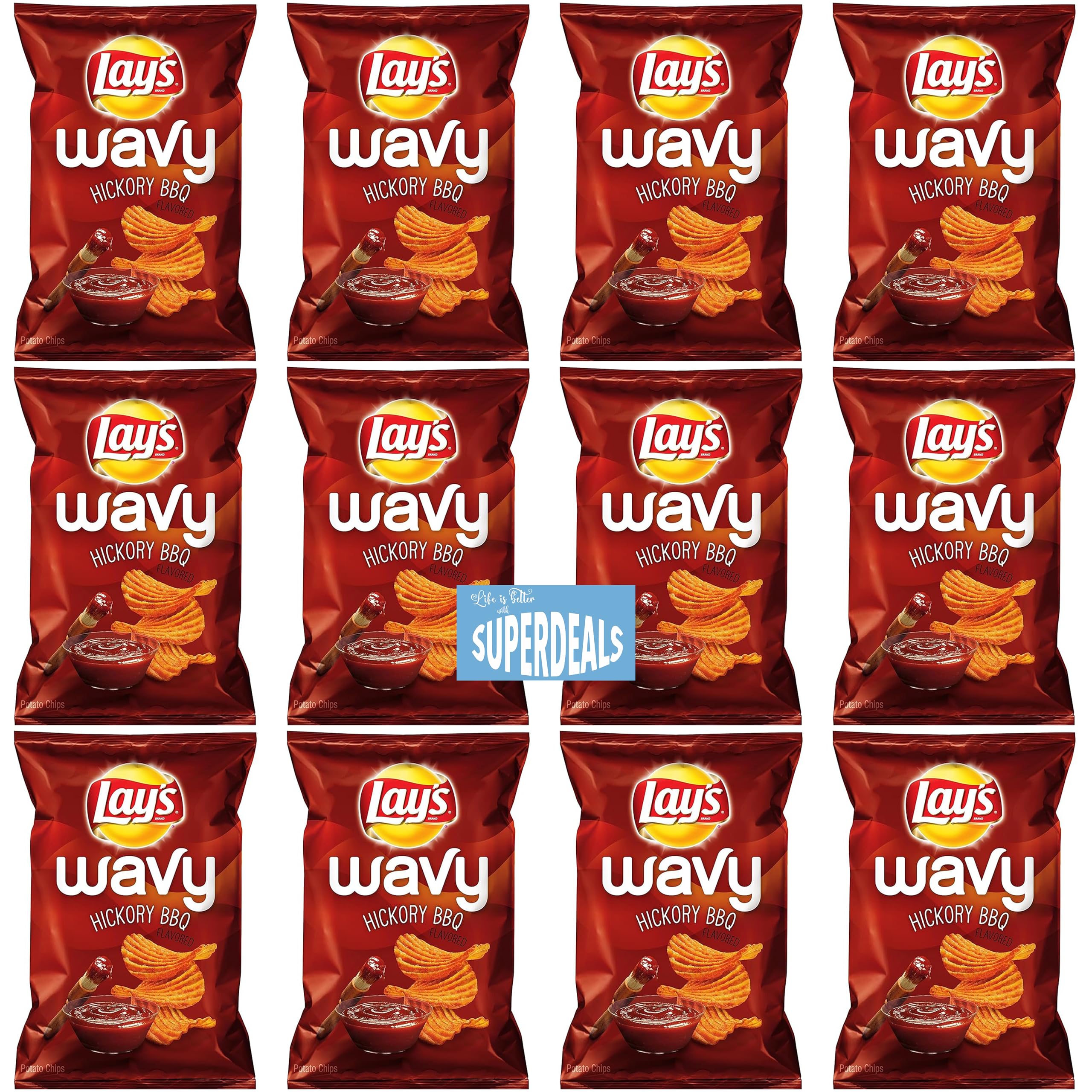 Lays Potato Chips Wavy Hickory Bbq Value Pack Bundled By