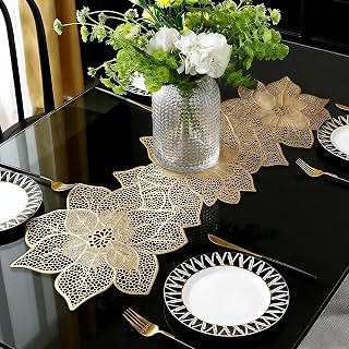 FAVE Gold Table Runner 36 Inches Flower Shaped Dining Table Runner