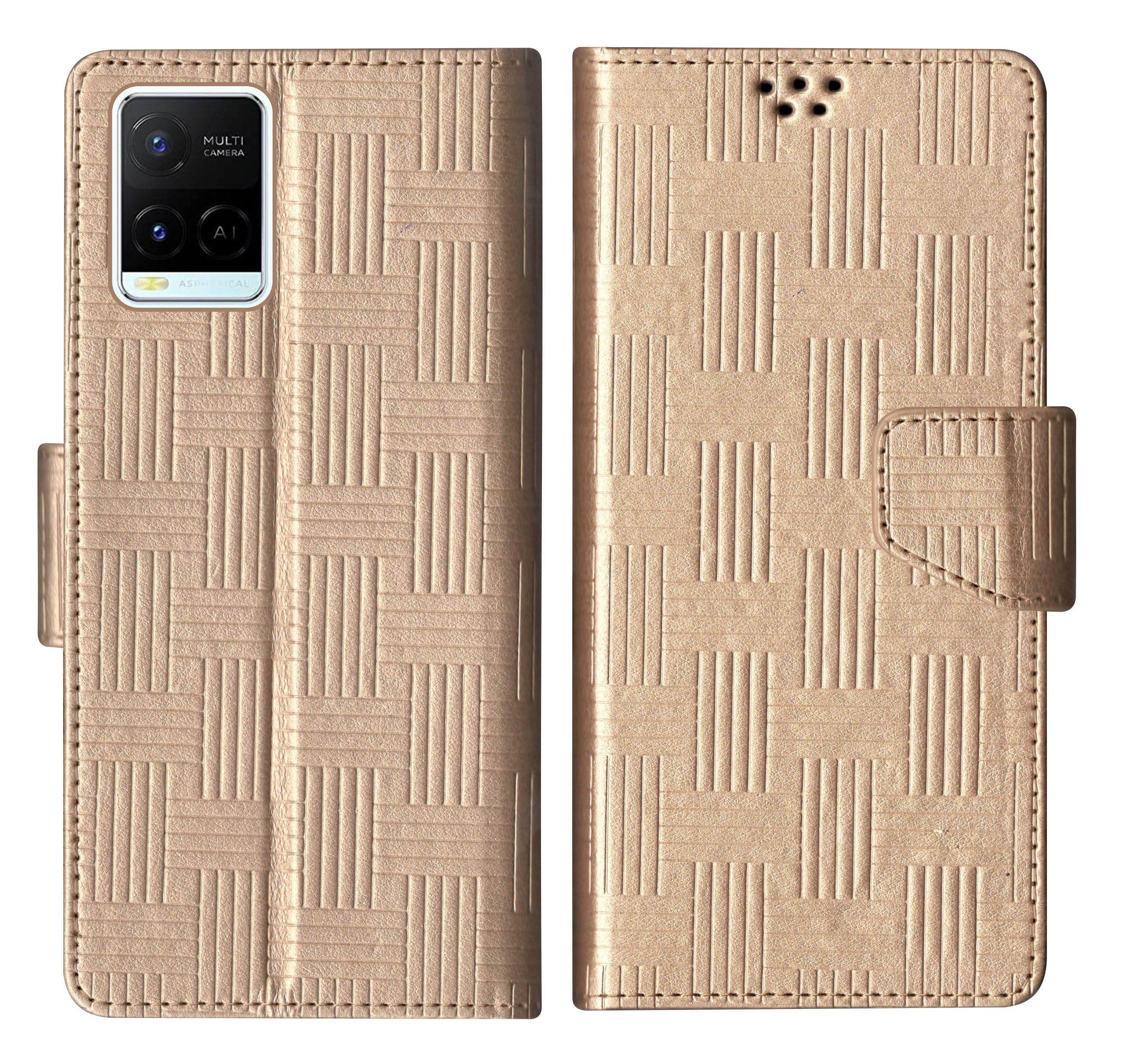 SBMS Flip Cover for Vivo T1x 4G / Y21 / Y33s / Y33T / Y21A Back Cover Case with Magnatic Closure | Inbuilt Stand | Card & Money Pocket (Mat Gold) (B0CXMWS6Y9) Amazon Price History, Amazon Price Tracker