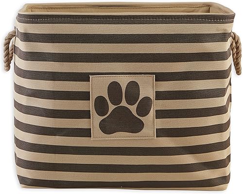 Bone Dry - Colección de almacenamiento para mascotas, canasta a rayas con parche de huella de pata