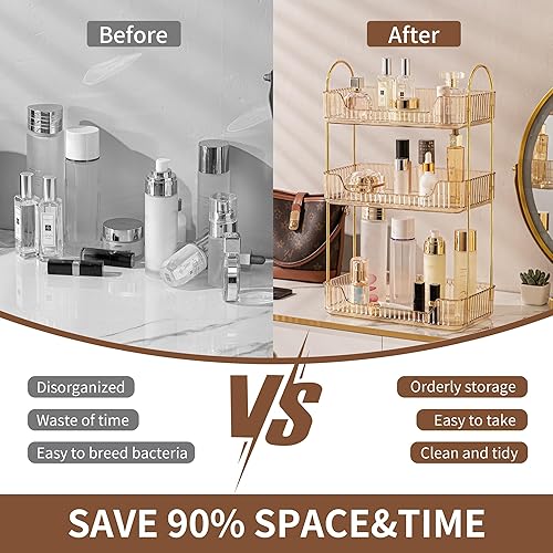 Miniatura 3 de Organizador de baño, bandejas de tocador para baño, estante organizador de maquillaje para cuidado de la piel, organizador de tocador, estante de