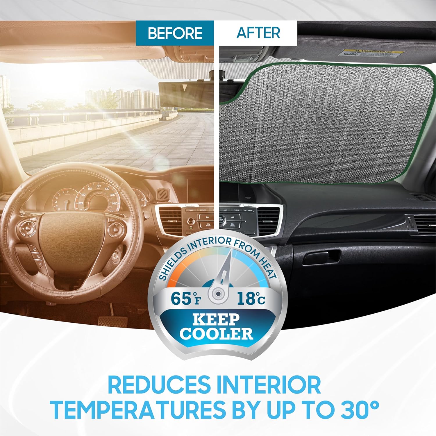 BDK Cali Palm Trees Front Windshield Sunshade Accordion Folding Style Auto Shade for Car Truck SUV Van Blocks UV Rays Sun Visor Protector Easy Setup Keeps Your Vehicle Cool - 58 x 27 inches