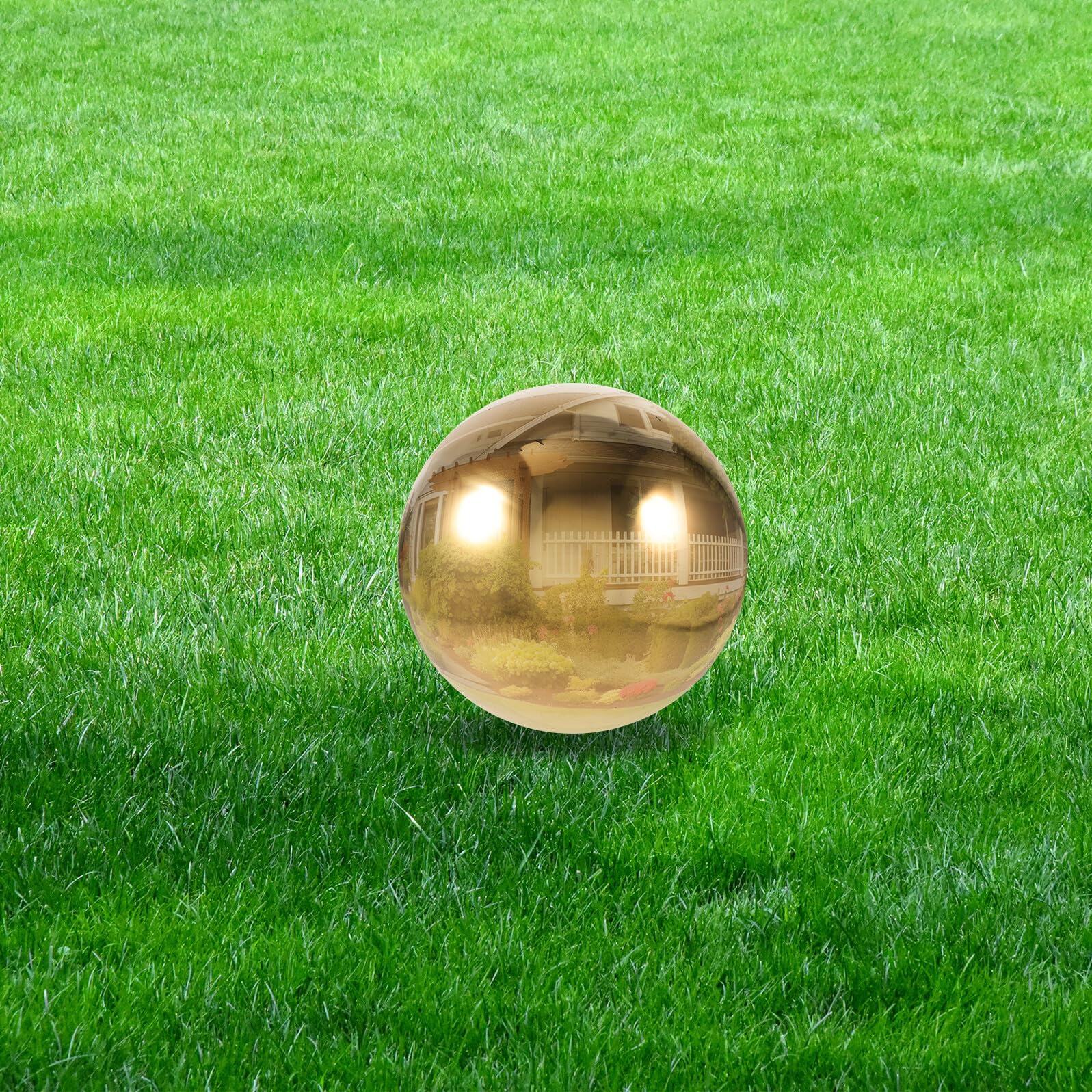 SHINEOFI Bola Reflectante de Acero Inoxidable Grande 250 Mm, Esfera Hueca Dorada para Decoración de Jardín y Exteriores, Bola de Metal Pulida para Patio y Césped, Globo de Espejo