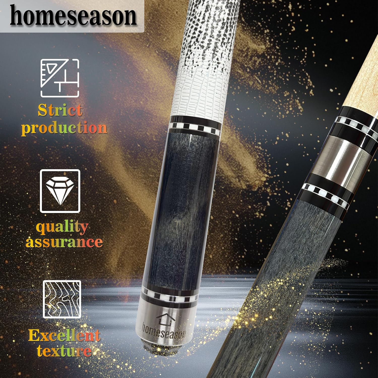 HomeSeason 58in Pool Cue Stick Canadian Maple Wood 13mm Tip - 18oz Perfect for Precision Play, Low Deflection Pool Cue for Enhanced Accuracy
