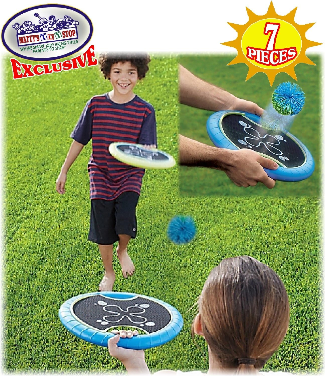 Matty's Toy Stop Deluxe Trampoline Extreme Paddle Ball Set for 4 Players - Includes 4 (12") Trampoline Paddles, 3 Rubber String Balls & Storage Bag image 4 of 9 B079Y9QSMD