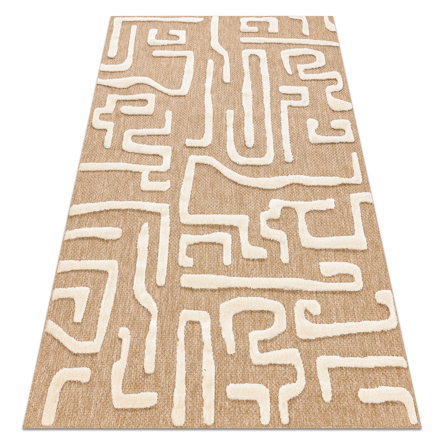 Tapis Spark grand format beige et crème motif Labirynth effet sisal