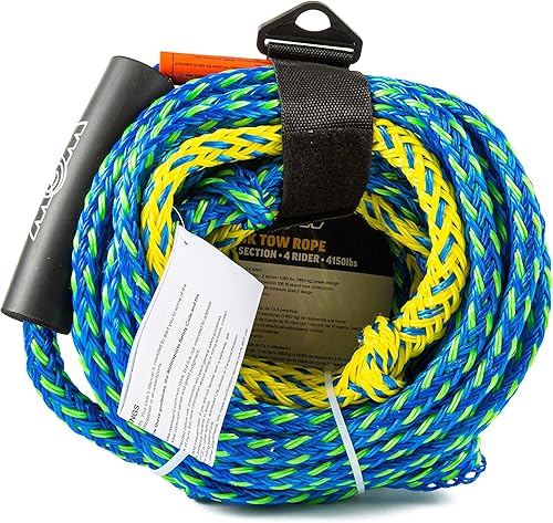 Miniatura 3 de WOW Sports Cuerda de remolque para wakeboard, esquí acuático y wakesurf, cuerda de remolque 4K para 4 jinetes con 2 secciones, 60 pies