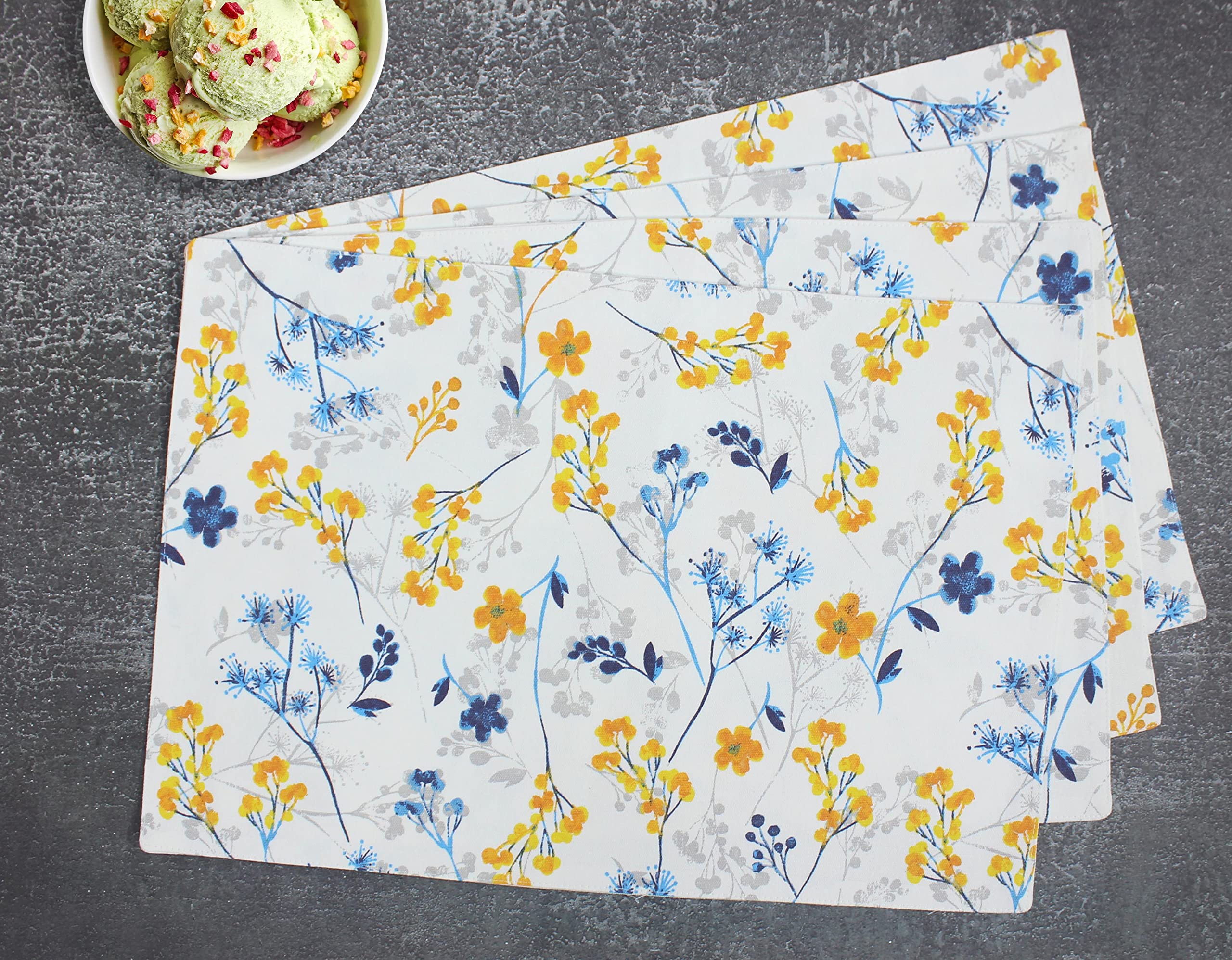 Cotton Candy - 100% Cotton Placemats for Dining Table (Set of 4 & 6) / Beautiful Floral Table Mats (13 x 19 inches) (Pack of 4 - Linear Floral Blue) (B09ZQJQGSZ) Amazon Price History, Amazon Price Tracker
