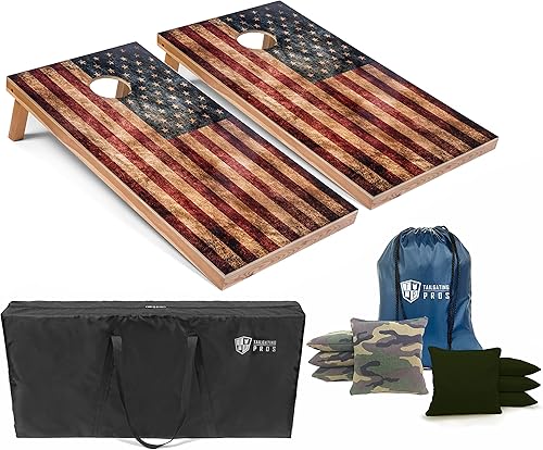 Miniatura 7 de Tailgating Pros Rustic American Flag Cornhole Boards wBean Bags - 4'x2' Distressed Flag Cornhole Game wCarrying Case & Corn Hole Bags