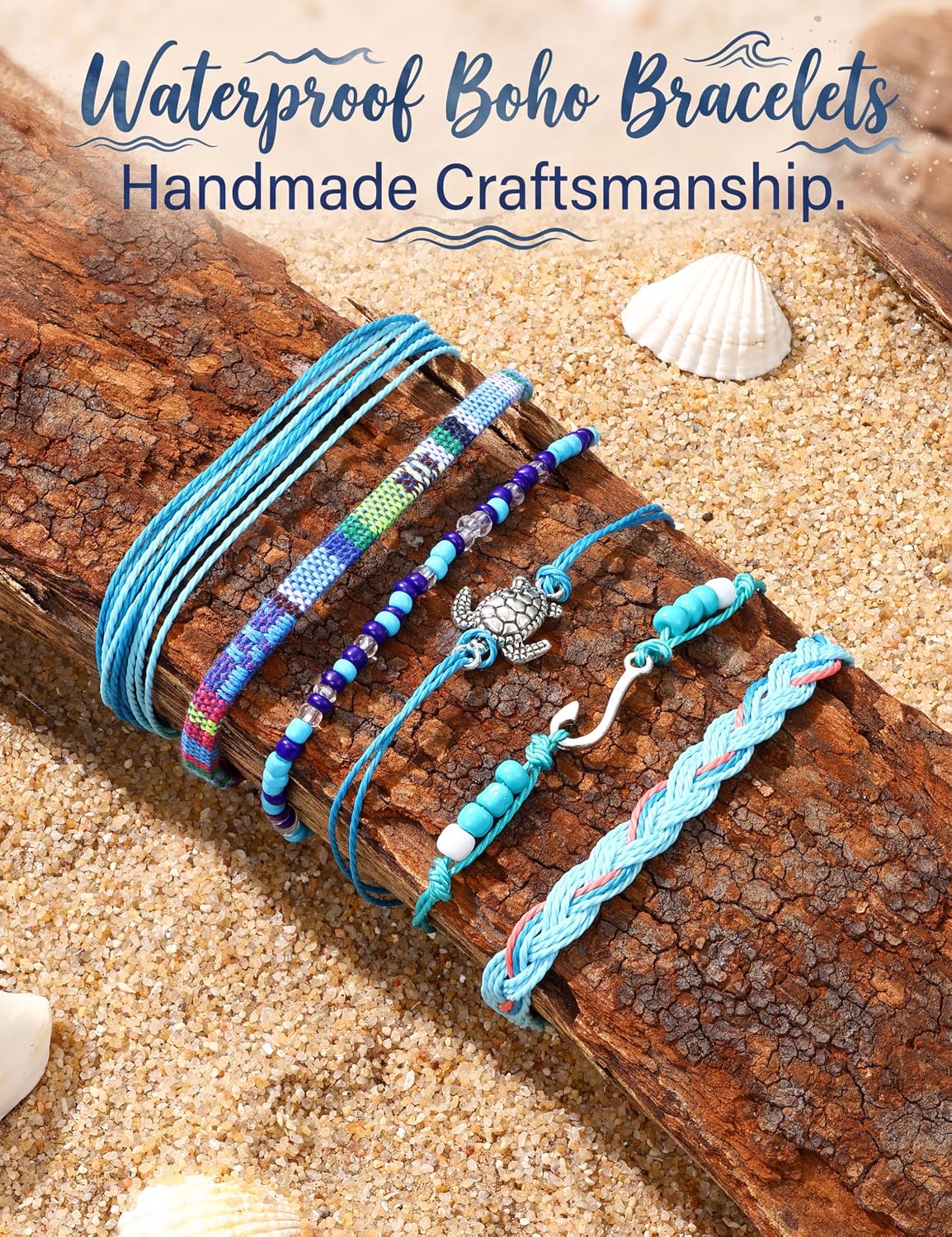 sailimue Surfer Boho Bracelets Adjustable Boho Ankle Bracelets for Women Stackable Braided Beach Anklet String Rope Ankle Bracelet Set Summer Beach Jewelry for Women